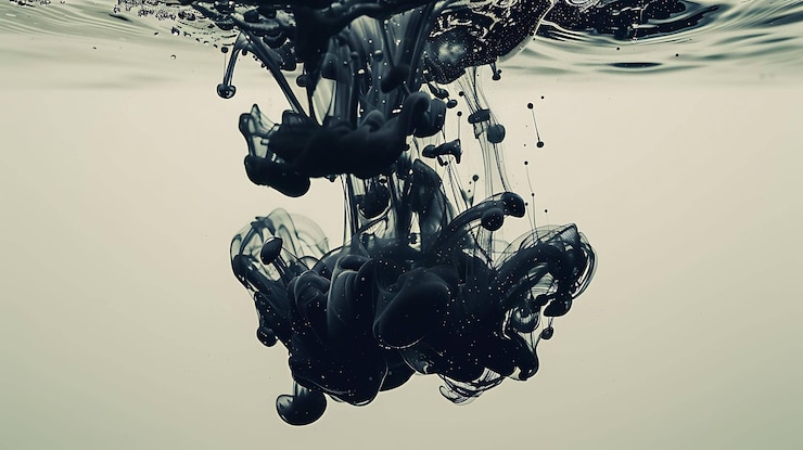 फोटो black ink swirling and dissolving in clear water