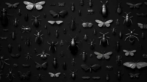 black insects on a black background