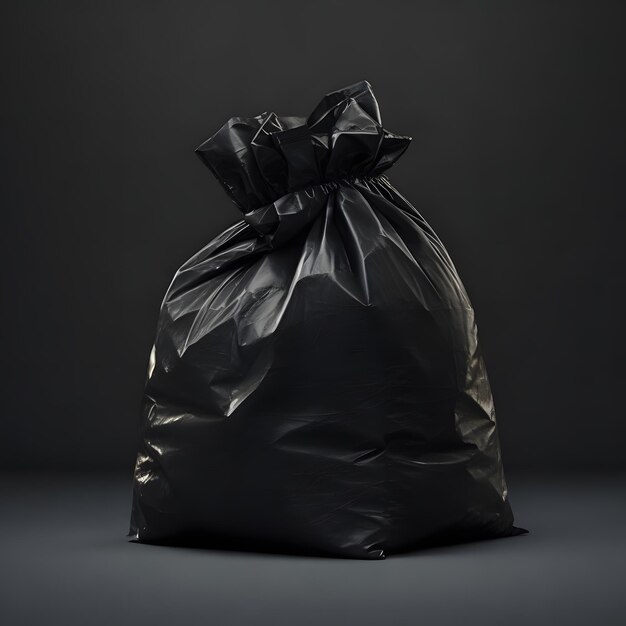 Photo black insulated garbage bag on a black background