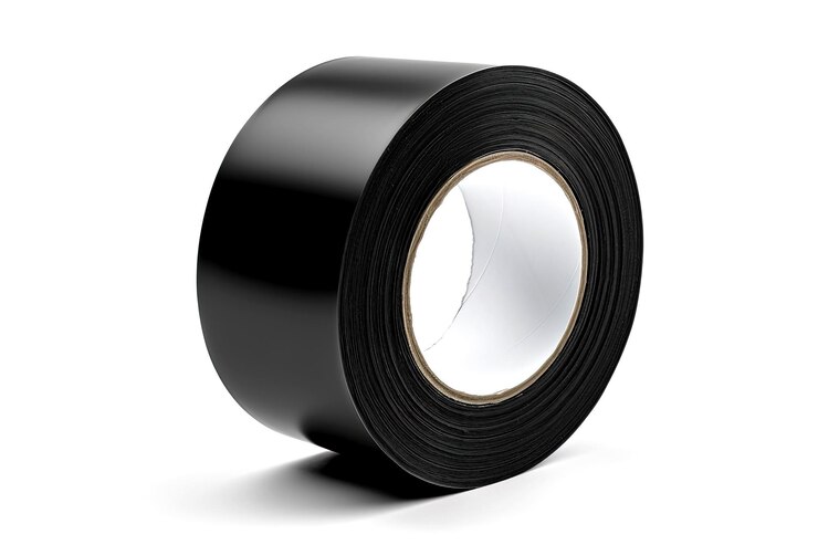 Black insulating tape roll on white background Generative Ai