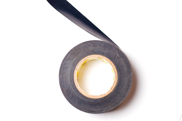 Black insulating tape on a white