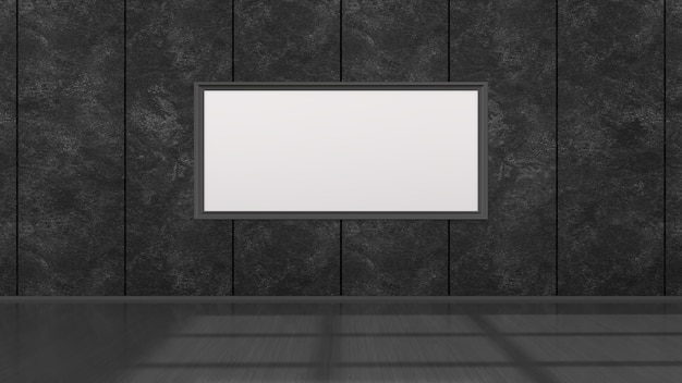 Black interior with black frames for mockup, 3d illustration