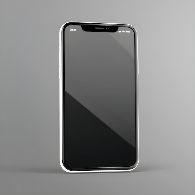 A black iphone with a white border and a black screen.