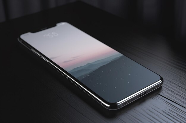 A black iphone with a white screen that says'the sunset'on it