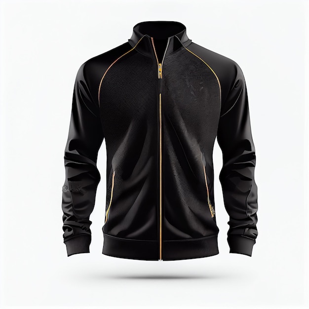 Black Jacket front view Training black sport wind proof jacket on white background