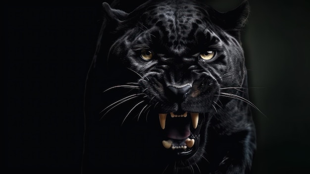 Black jaguar on a dark background
