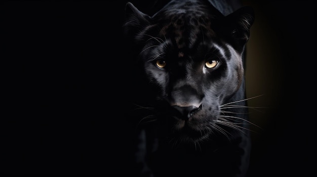 Черный ягуар в темноте обои