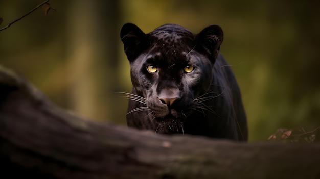 A black jaguar is looking at the camera.