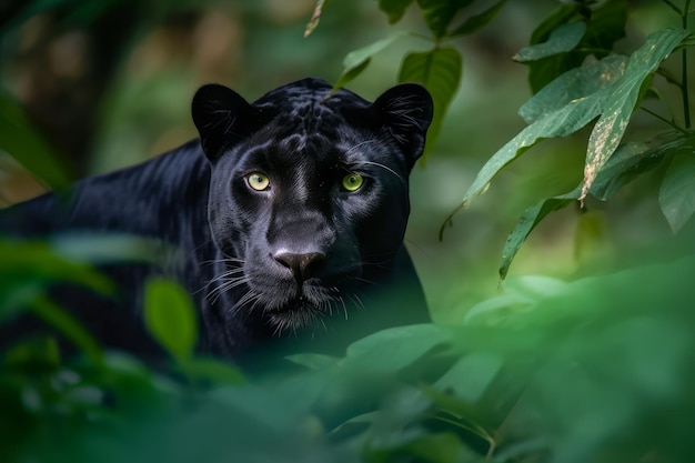 A black jaguar in the jungle