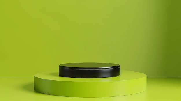 Photo black jar on lime green surface