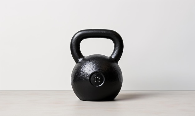 a black kettlebell on a white surface