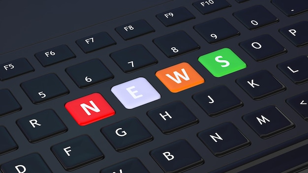 Photo black keyboard closeup with word news