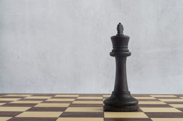 A black king on the empty chess board