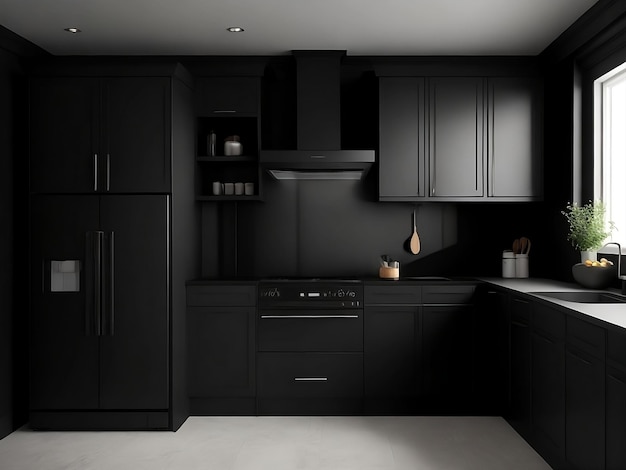 Photo black kitchen mockup design