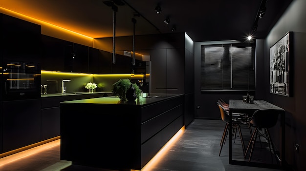 A black kitchen