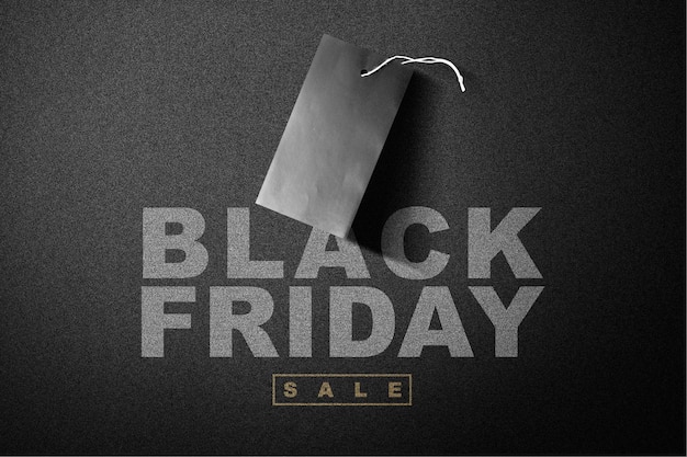 Photo black label tag and black friday sale text