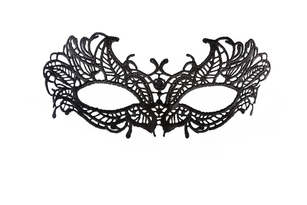 Photo black lace carnival mask isolated on white background