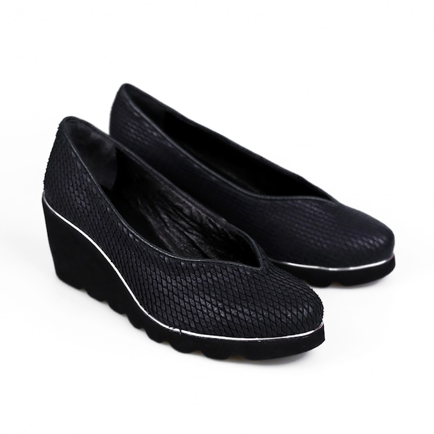 Black lady shoes isolated