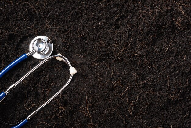 Black land for plant background and doctor stethoscope