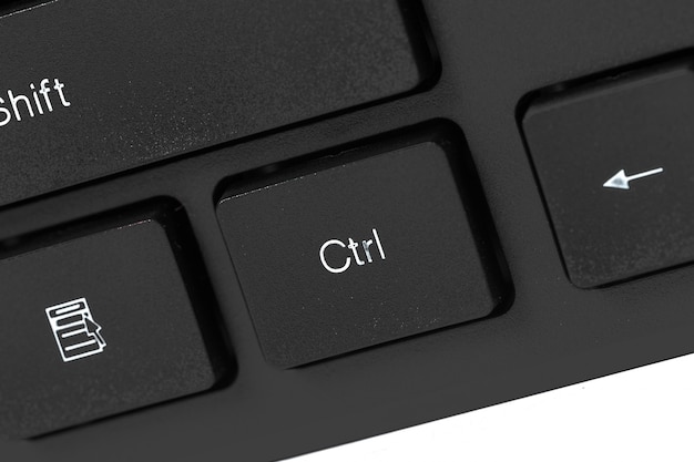 Black laptop keyboard close up