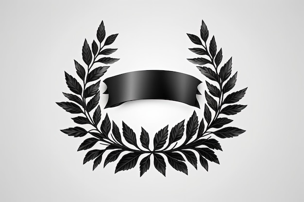 Black laurel wreath illustration white background Generative AI