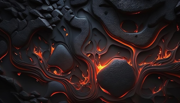 Black lava rock texture Dark stone surface texture Generative AI