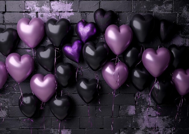 Photo black and lavender aesthetic love balloons