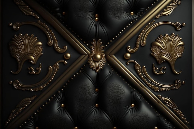 black leather background with gold accents