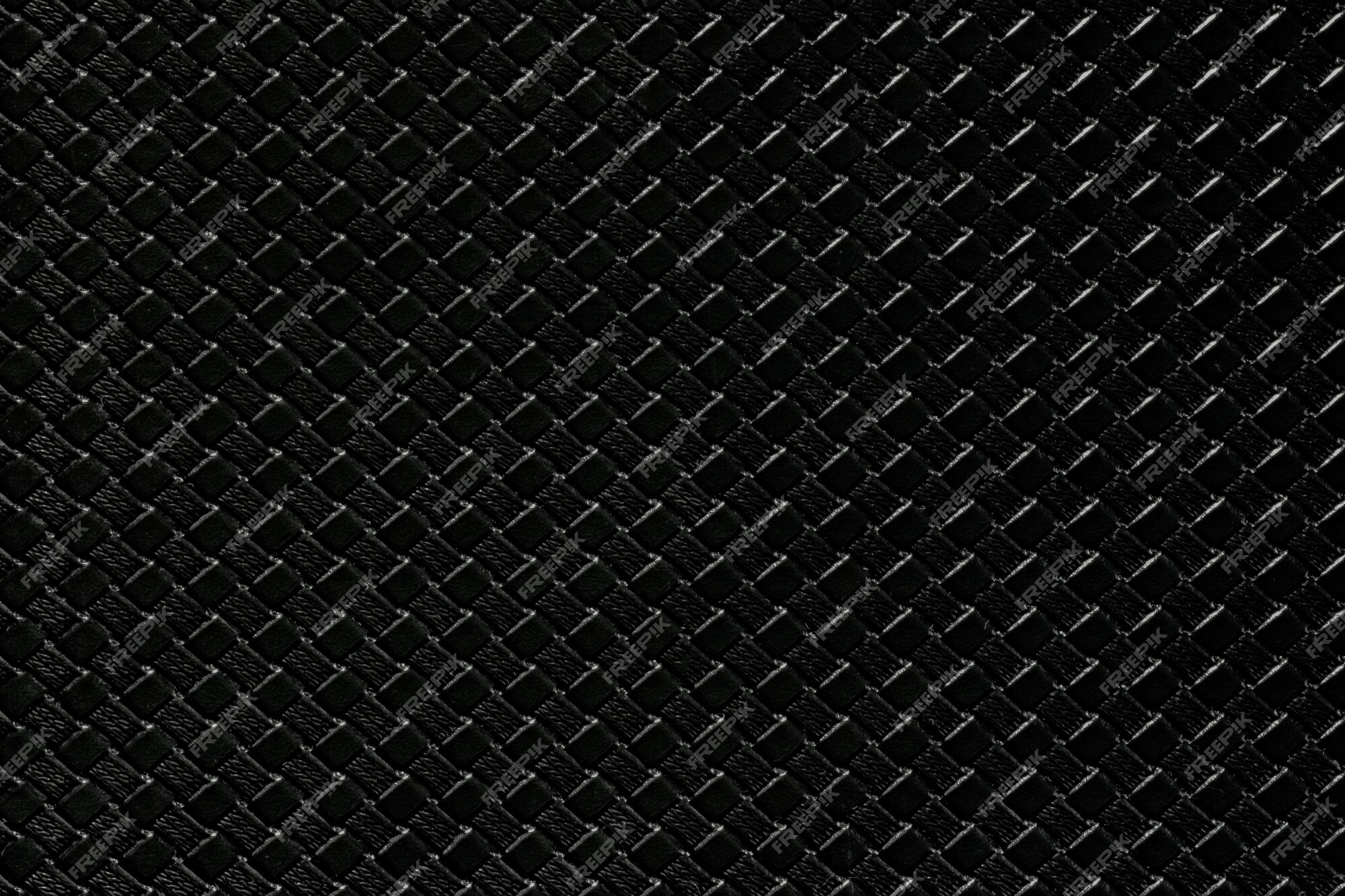 Premium Photo | Black leather background with imitation weave texture.  glossy artificial leather structure.
