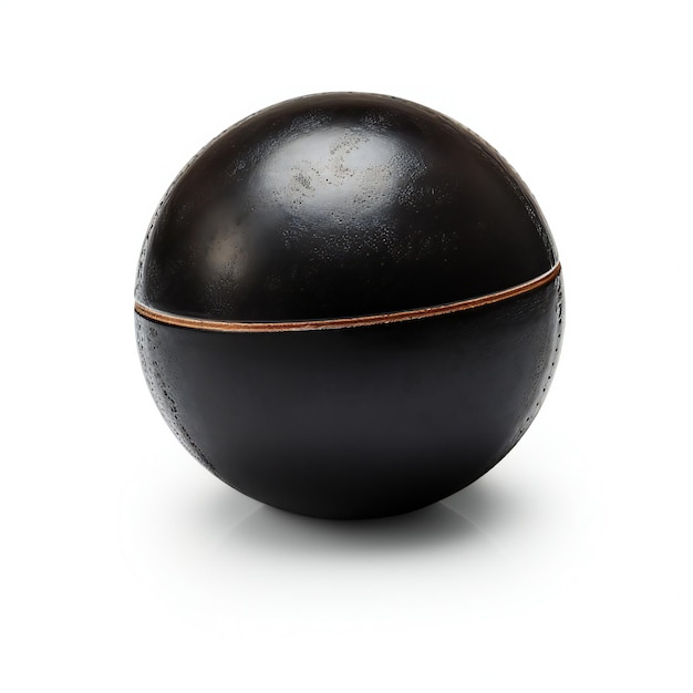 Black leather ball isolated on white background