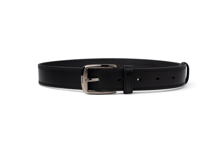 Photo black leather belt isolated on white background