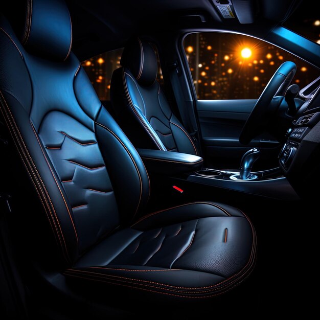 Photo a black leather car with a black leather interior and a black leather seat