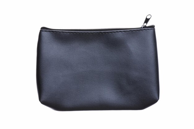 Black leather cosmetic bag