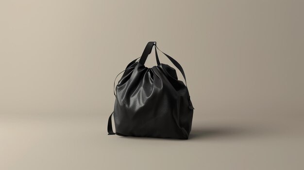 Black leather drawstring backpack