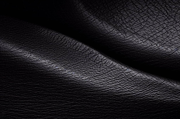 A black leather fabric with a textured pattern.