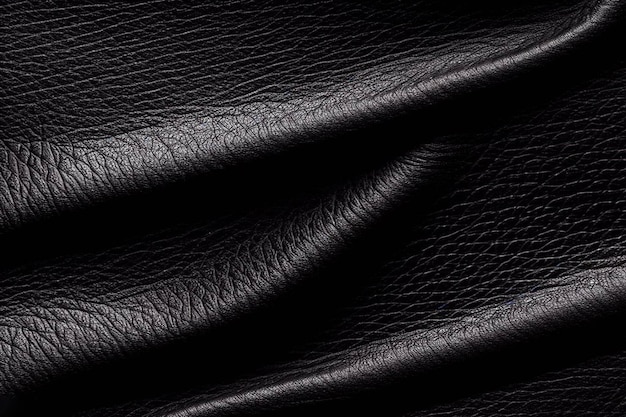 A black leather fabric with a textured texture.