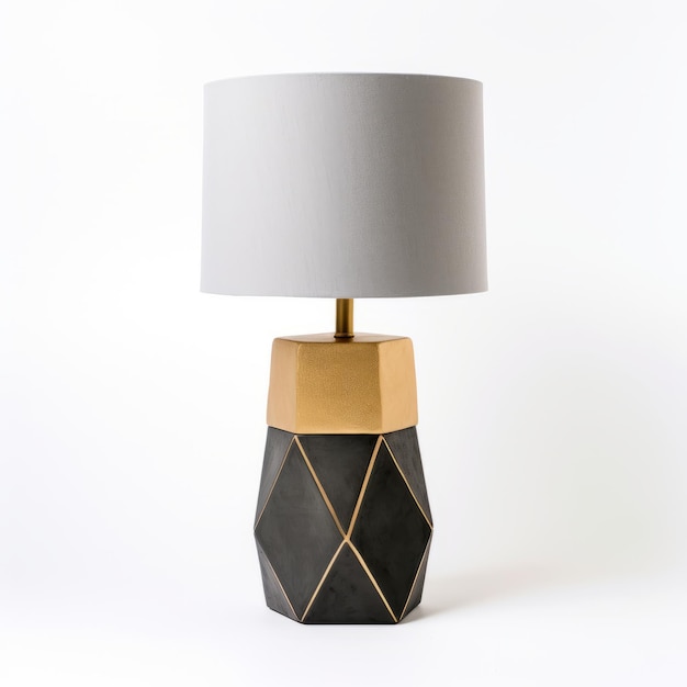 Black Leather And Gold Geometric Lamp Uhd Image