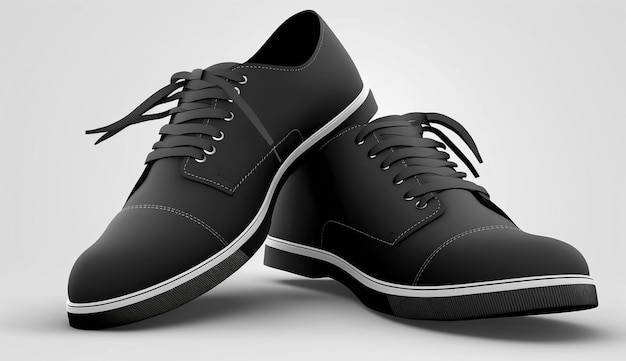 Premium AI Image | Black leather mens shoes on a gray background 3d ...