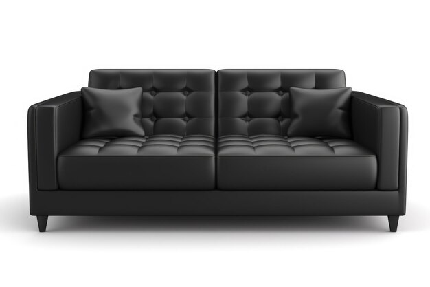 Photo black leather modern couch isolated on white background