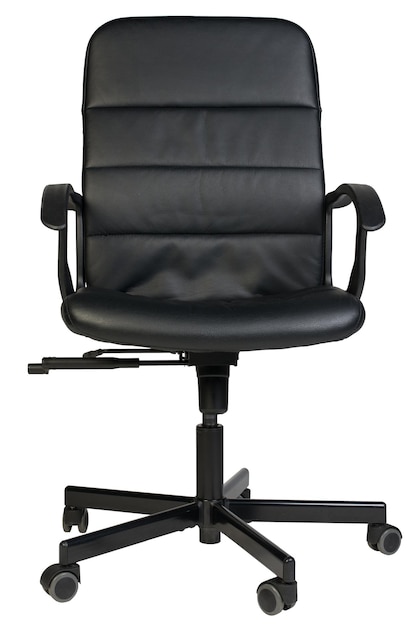Офисное кресло из черной кожи