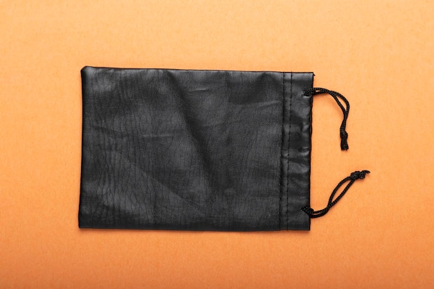 Black leather pouch isolated in white background