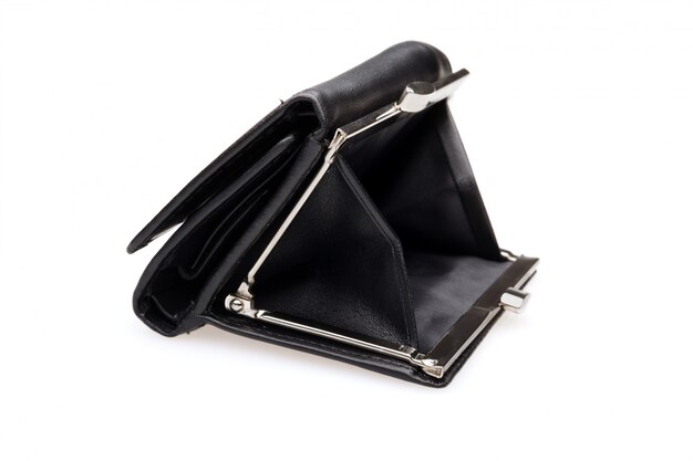 Black leather purse isolated