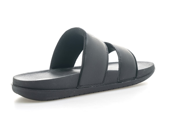 black leather sandals isolated