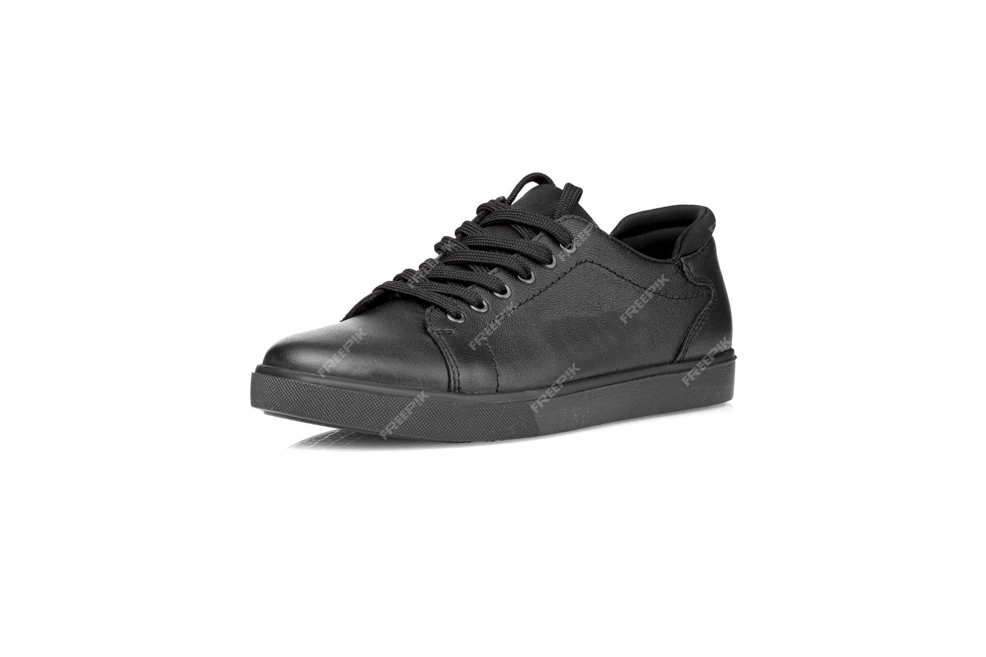 Premium Photo | Black leather sneakers on a white background