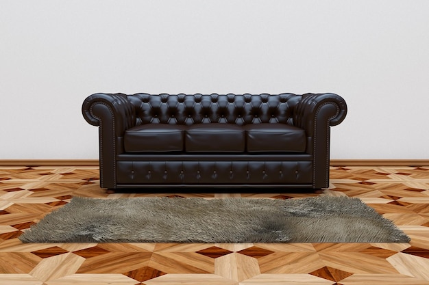 Black leather sofa