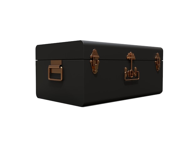 Black leather suitcase with exquisite clasps vintage style