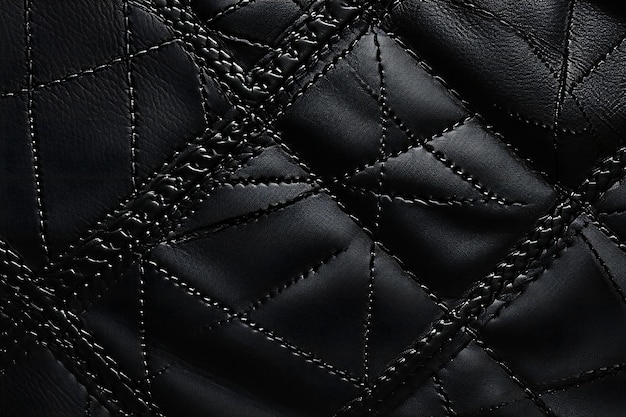 Photo black leather texture background closeup of black leather texture