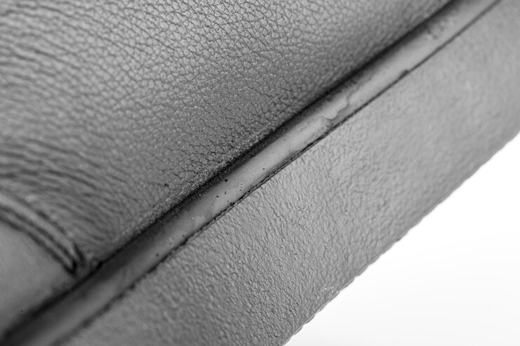 Photo black leather texture with stitching
