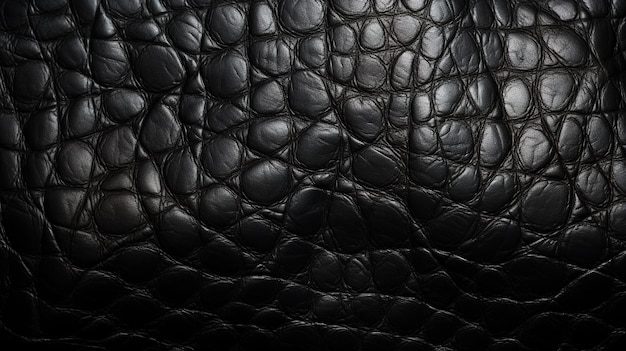 A black leather texture with a textured pattern of the skin.