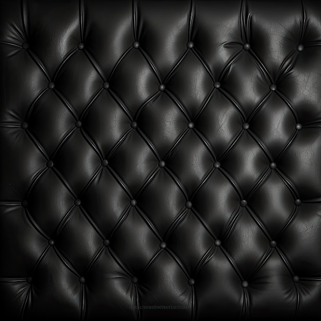 Photo black leather upholstery seamless pattern with buttons